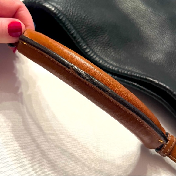 $468 Marc by Marc Jacobs Black Pebble Leather Two-Way Tote w/ Brown Trim - Picture 6 of 14